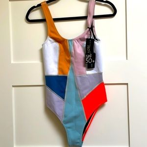 NWT Cynthia Rowley Noprene Color Block Swimsuit size M